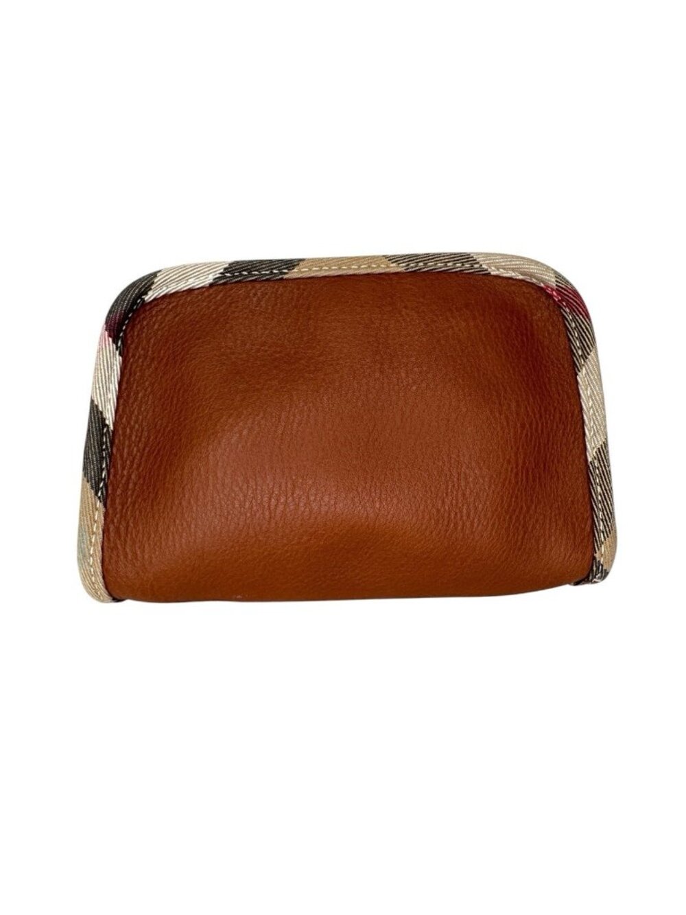 Authentic Burberry House Check & Tan Leather Cosmetic Pouch - Picture 5 of 14